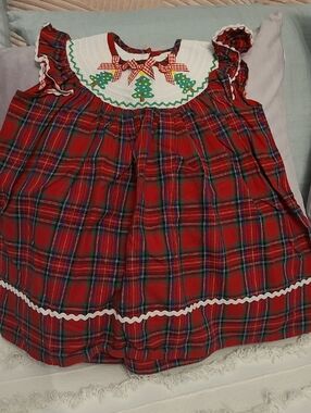 Lil Cactus Christmas Smocked Plaid Dress